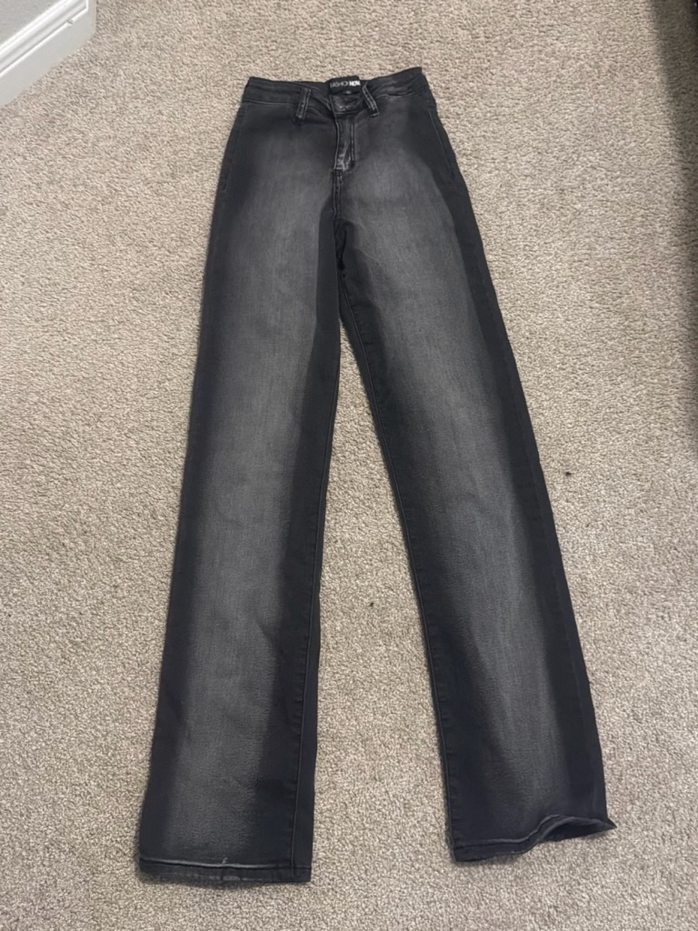 Fashion Nova Womens Black Wide-Leg Jeans